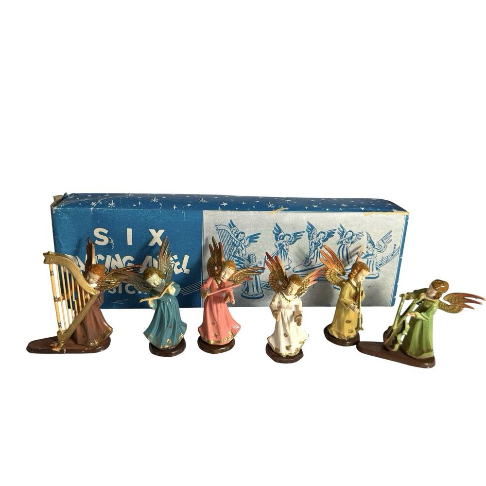 VTG 50’s-60’s miniature plastic Dancing Angel Musicians With Box Hong Kong